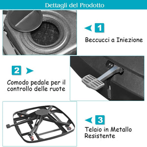 Base con Pedale per Ombrellone con Ruote, Base Riempita ad Acqua/Sabbia per Ombrellone, Supporto per Ombrellone Giardino, con Ripiemento ad Acqua 100 kg, Sabbia Bagnata 150 kg
