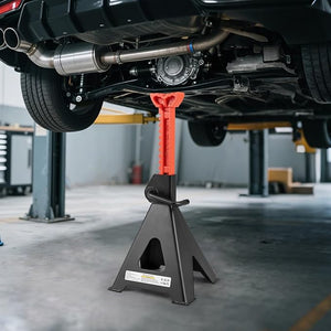Set di 2 Cavalletti per Auto 12 T, Coppia di Cavalletti di Sostegno con Blocco della Maniglia e Altezza Regolabile 48-75 cm, Cavalletti per Cric per SUV, Berlina, Pickup e UTV