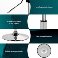 Sgabelli da Bar Girevole in Velluto, Sgabelli Cucina Moderni Design Alte con Schienale, Sedia Rotondo Regolabile in Altezza, con Braccioli, per Cucina Ufficio Bar (Verde)