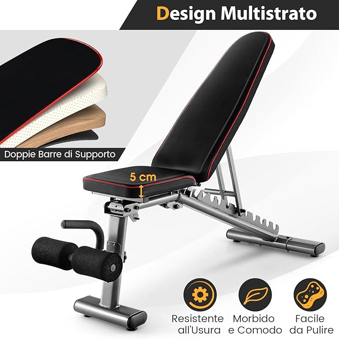 Panca Regolabile, Panca per Pesi Multifunzione, Panca Pesi Panca Fitness, Fino a 300kg, Ideale per Casa Ufficio