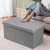 Ottomana Salvaspazio Pieghevole da 80 cm, Cassapanca per Giocattoli con Contenitore Rimovibile, Poggiapiedi con Sedile Imbottito per Soggiorno, Camera da Letto, Portata 160 kg (Grigio)