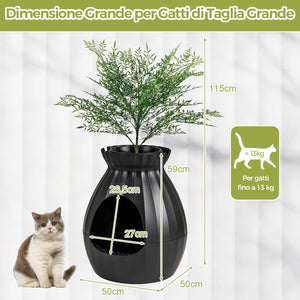 Lettiera per Gatti Smart con Rimozione Elettronica degli Odori e Sterilizzazione, Pianta Finta, Ciottoli, Tenda per la Porta, Paletta, Adatta per Gatti Grandi e Cuccioli (Nero)