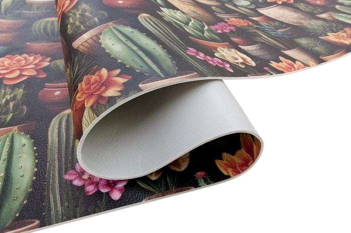 Tappeto Cucina Pvc Stampa Digitale 51x160 cm Antimacchia Design Piante Grasse Cactus