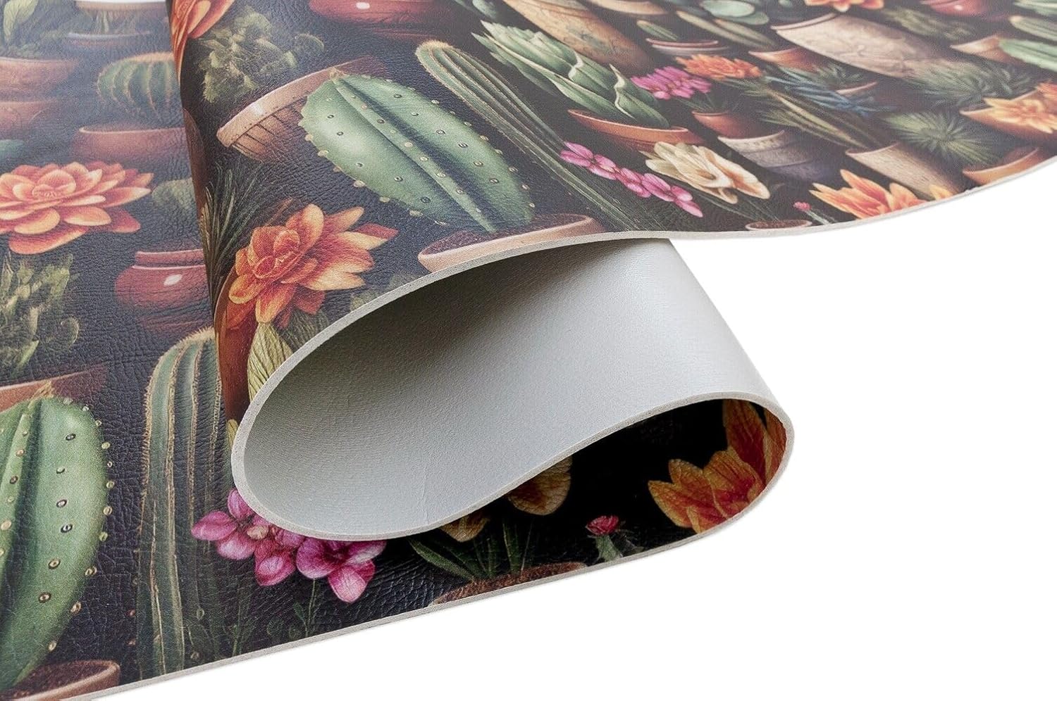 Tappeto Cucina Pvc Stampa Digitale 51x140 cm Antimacchia Design Piante Grasse Cactus