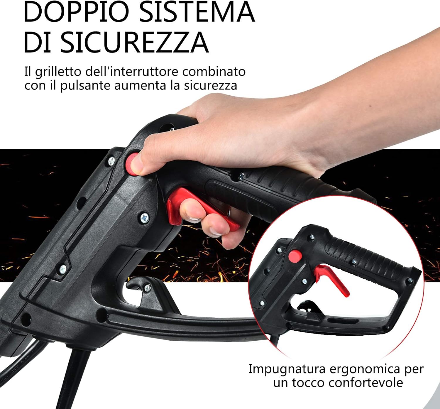 Zappatrice Elettrica Dissodatore Coltivatore per Giardino, Motozappa 230V, Rosso Nero (1200W, 36cm)