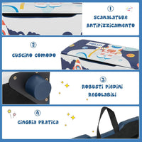 Cassapanca per Bambini in Legno, Panca 2 in 1 per Bambini con Coperchio Rimovibile, Organizer per Bambini per Soggiorno, Cameretta e Nido, 75 x 36 x 38 cm (Blu+Bianco)