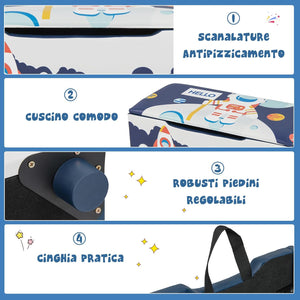 Cassapanca per Bambini in Legno, Panca 2 in 1 per Bambini con Coperchio Rimovibile, Organizer per Bambini per Soggiorno, Cameretta e Nido, 75 x 36 x 38 cm (Blu+Bianco)