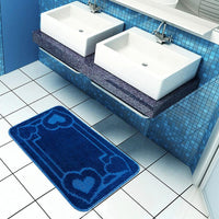 Tappeto Bagno 50x80 cm Tinta Unita Antiscivolo Assorbente Camera Letto Made In Italy Blu