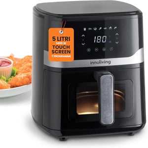Innoliving Friggitrice ad Aria 5 Litri INN-890 con Pannello Digitale Touch, 7 Programmi Preimpostati, Finestra di Controllo e Luce Interna