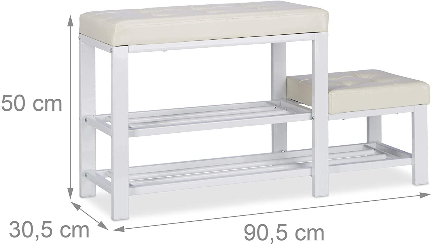 Panca da ingresso scarpiera panca sgabello 90,5 cm bianco 13_0000352_2