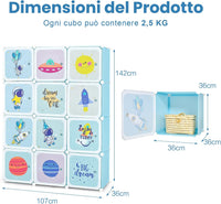 Portatile Guardaroba per Bambini, Armadio Guardaroba Modulare per Bambini con 2 Barre Appendiabiti, per Cameretta Camera da Letto, 107 x 36 x 142 cm