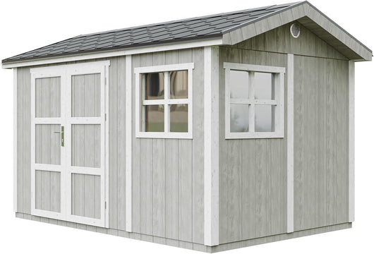 Casetta da giardino di qualit? premium 8,68 m² - H252x250x412 cm - Timbela M914A-TUNDRA GREY