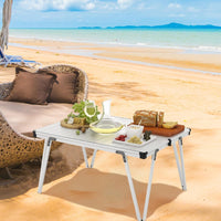 Tavolo da Campeggio Pieghevole, Tavolo da Picnic con Borsa Trasporto e Piano Impermeabile, con Struttura in Alluminio, per Giardino Campeggio, Portata 80 kg (Argenteo)