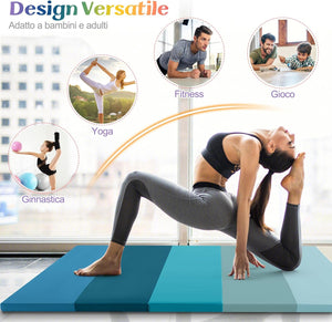 Tappetino da Ginnastica Pieghevole, Tappetino Portatile e Leggero con Maniglie, Tappetino per Yoga e Allenamenti per Stretching e Capriole da Casa e Palestra