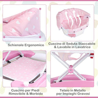 Girello per Bambini 6 in 1, Primi Passi per Neonati con Altezza Regolabile, Sedia a Dondolo per Bambini, Girello Pieghevole con Vassoio Musicale, Cuscino, per Bambini 6+ Mesi (Rosa)
