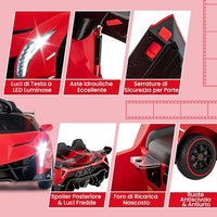 Lamborghini Macchina Elettrica per Bambini, Auto Elettrica Cavalcabile con Telecomando Luci LED, 3 Velocità, 3-6 km/h, per Bambini 3-8 Anni (Rosso)