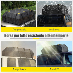 Borsa per Tetto Auto, Borsa Portapacchi Impermeabile per Tutti i Veicoli con/Senza Barre Portapacchi, con Tappetino Antiscivolo, Corda, Lucchetto e Ganci (100 x 130 x 43 cm)