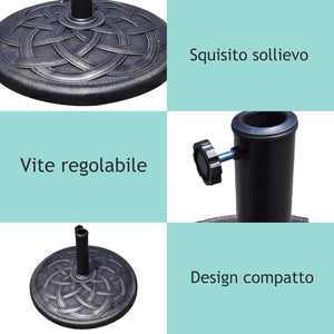 Base per Ombrellone in Resina da 46 cm, Base per Ombrellone Rotondo da 10 kg per Esterni, per Giardino, Spiaggia Piscina (Bronzo (modello3))