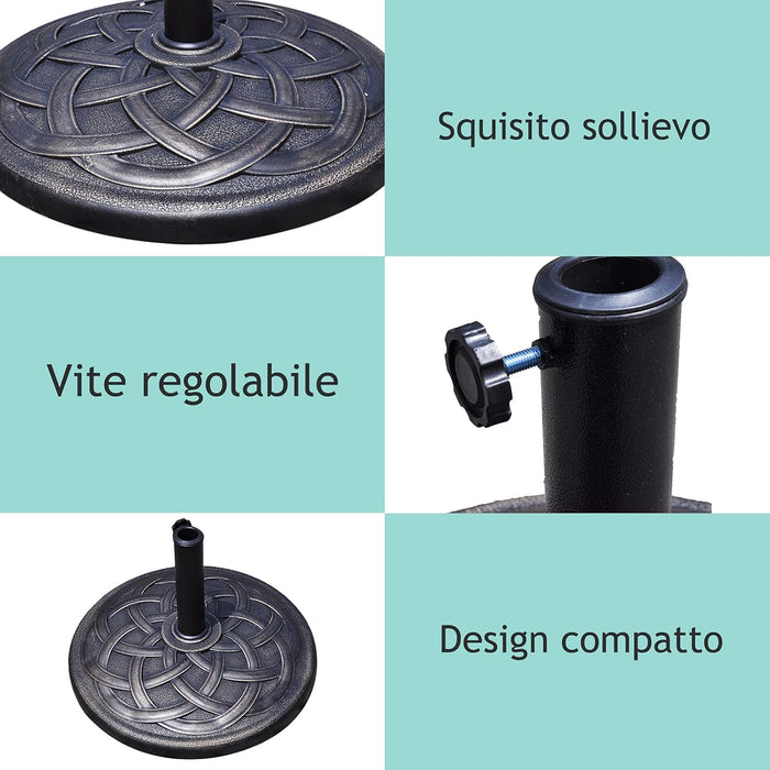 Base per Ombrellone in Resina da 46 cm, Base per Ombrellone Rotondo da 10 kg per Esterni, per Giardino, Spiaggia Piscina (Bronzo (modello3))