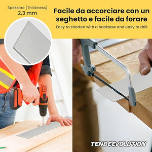 Peso Piatto in Alluminio Alluminio Grezzo per Tende - Lunghezza barra 80cm, 3cm Largo, 2mm Spessore - Profilo per Binari, Strip LED, Teloni