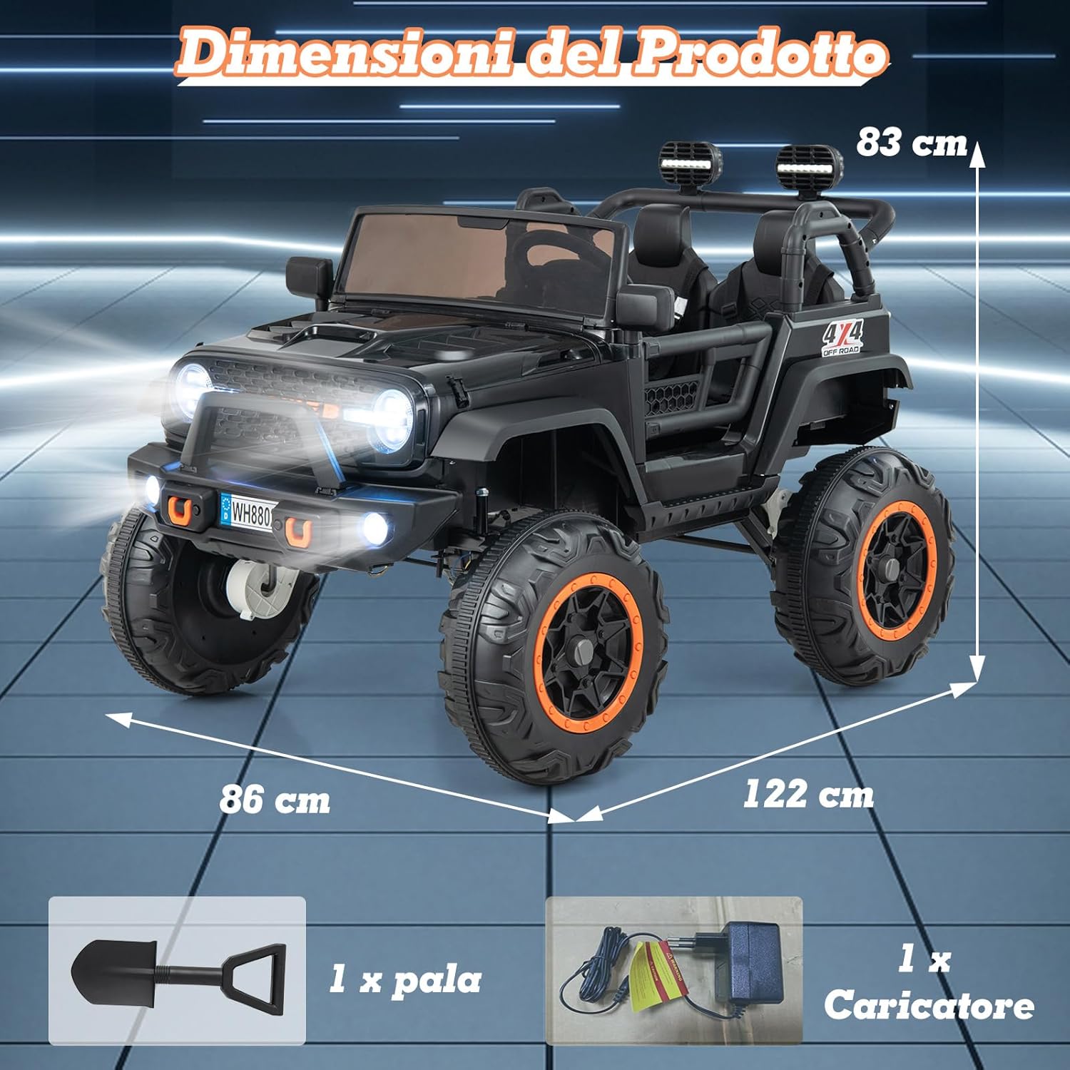24V Macchina per Bambini con Telecomando, Auto Elettrica per Bambini 2 Posti, con Musica Storie USB, Partenza Lenta, Velocità 3,9-5,9 km/h, 3+ Anni (Nero)