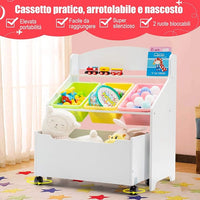 Scaffale Libreria per Bambini, Mobile Portalibri con Contenitori e Cassetti, 76 x 38 x 63,5 cm (Bianco)