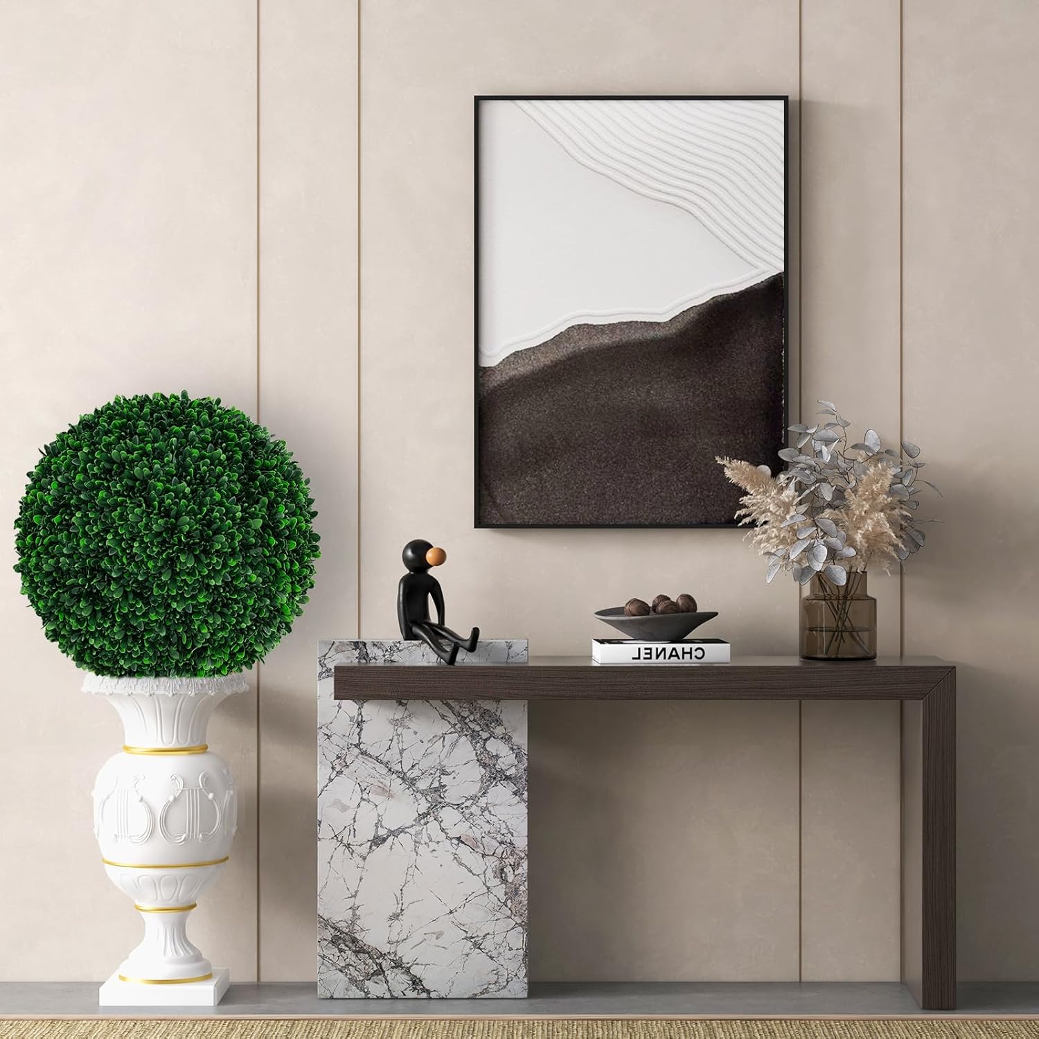 Set di 2 Sfere Topiarie Artificiali da 52 Cm, Piante Finte Sferiche con 20 Fascette, Protette dal Sole, Decorazione da Esterno e Interno per Cortile, Portico, Casa e Festa