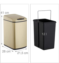 Pattumiera da cucina coperchio automatico con guarnizione contenitore 12 litri oro 13_0002336_3