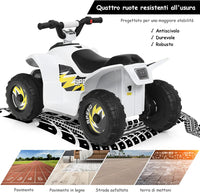 6V Quad Elettrico per Bambini con Batteria, Mini Quad con Funzione Avanti/Indietro, Velocità Massima 4,6 km/h (Bianco)