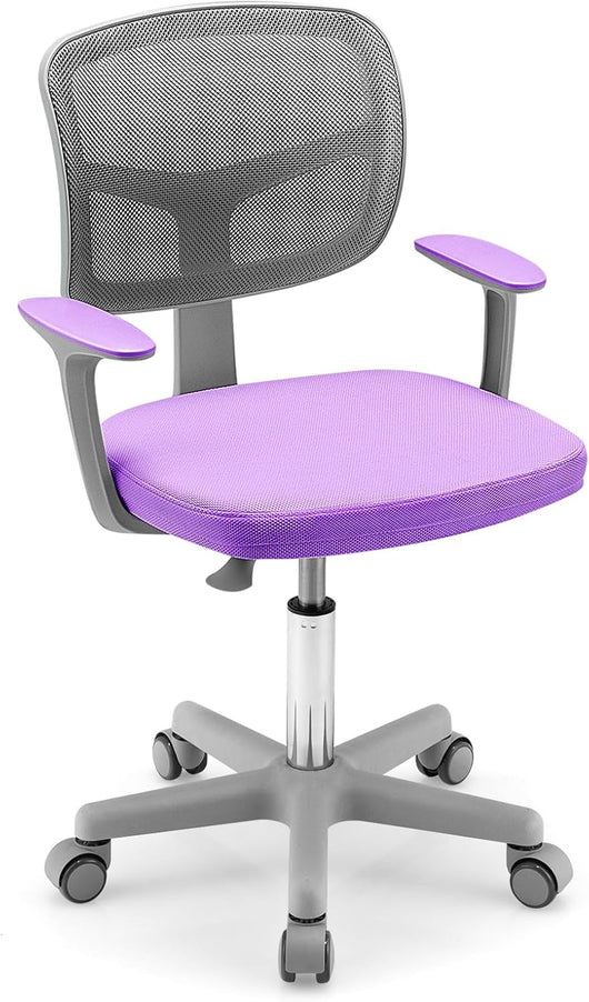 Sedia per Scrivania per Bambini, Sedia per Computer per Bambini con Altezza Regolabile, Ruote con Freni, Sedile Girevole a Rete, Sedia Ergonomica per Bambini 3-10 Anni (Viola chiaro)