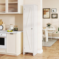 Mobile Bagno 43 x 39,5 x 183 cm, Colonna Bagno con Ante e 4 Ripiani, Armadietto Salvaspazio Alto a Colonna in MDF, per Soggiorno, Cucina e Ufficio (Bianco)