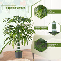 2 Pezzi Pianta Finta di Bamb¨´ 100 cm, Pianta Bamboo Artificiale in Vaso Decorazione in Casa e Ufficio, Pianta Finta in PE con 15 Rami da Interno ed Esterno