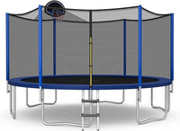 Tappeto Elastico per Bambini ed Adulti Ø 366 cm Certificato GS, Trampolino Bambini da Esterno e Interno con Rete, 72 Molle, Canestro, Scala a 3 Gradini, Pompa e Palla, Portata 180kg