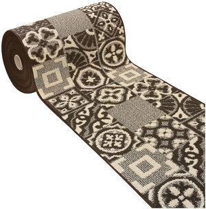 Tappeto Cucina 3D Passatoia Antiscivolo Piastrella Maiolica Marrone 50x110 cm