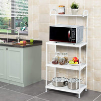 Microonde Scaffale da Cucina per Microonde in Metallo a 4 Ripiani, Carrello per Microonde Scaffalatura Organizzatore Portaoggetti, 60 x 34,5 x 136 cm (Bianco)