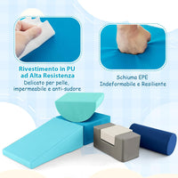 Set di 6 Blocchi per Bambini con Diverse Forme e Colori, Centro Attivit¨¤ Palestrina Giocattolo per Arrampicata e Strisciamento (Blu chiaro)