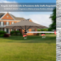 Ombrellone da Parete 247 cm, Ombrellone da Muro per Giardino con Angolo Regolabile, Parasole Esterno Pieghevole Anti UV, per Giardino, Balcone e Cortile