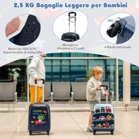 5 Pezzi Valigia per Bambini, Valigia con ManicoTelescopico da 16" con 13" Zainetto, Cuscino per Il Collo, Etichetta per Bagaglio, Borsa per Il Pranzo, con Ruote Girevoli a 360 ° (Modello 2)