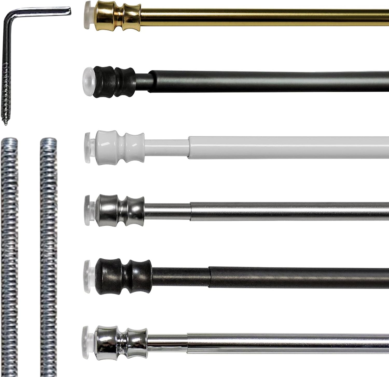 Astine a Molla in Alluminio, Coppia Bastoncini Pressione Estensibili 60-80cm - Colore Oro