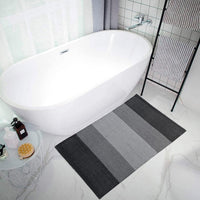 Tappeto Cucina Bagno Puro Cotone Assorbente Intrecciato a Mano Grigio 55x240 cm