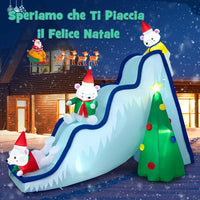 Decorazione Gonfiabile di Natale 200 cm, con Luci LED, Soffiatore e Picchetti di Terra, Facile da Installare, Gonfiabile dell’Orso Polare per Prato, Casa, Festa