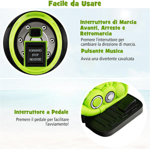 Moto Elettrica per Bambini con Creatore di Bolle, Auto a Bolle per Bambini da 6V, Pulsante Musicale, Faretto a LED, Capacità di 30 kg, per Bambini 3+ anni (Verde)