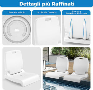 Sedia da Piscina Esterno, Sedia Pieghevole con Maniglia e Supporto, Foro di Drenaggio, Struttura in PE, Design Leggero per Spiagga, Campeggio, Pesca, Portata 100 kg