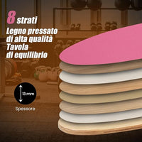 Balance Board in Legno, Tavola di Equilibrio con Rullo e Tappetino per Allenamento Skateboard Hockey Snowboard Surfing, Attrezzi 3 in 1 per Esercizi Equilibrio e Tonificazione Core