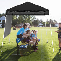 Gazebo Pop-up da Esterno 182 x 182 cm, Gazebo Pieghevole con 1 Parete Laterale, Gambe Inclinabili Regolabili e 4 Picchetti, Tendone Impermeabile per Feste, Campeggio e Picnic (Nero)