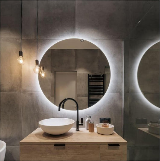 Specchio Rotondo da Parete RUBLO 60 cm, Specchio Retroilluminato Bagno, Led 4000K, Specchiera Bagno Made in Italy Personalizzabile Bordo Filo Lucido Moderno