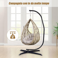 Supporto per Amaca a Sedia a Forma di C, Sostegno per Sedia in Acciaio, Carico Massimo di 150 kg, Nero (Solo Telaio, Senza Amaca a Sedia)