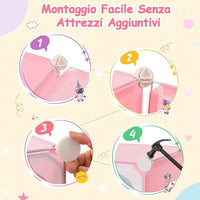 Portatile Guardaroba per Bambini, Armadio Guardaroba Modulare per Bambini con 2 Barre Appendiabiti, per Cameretta Camera da Letto, 107 x 36 x 142 cm (Rosa)