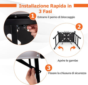 Banco da Lavoro Pieghevole, Tavolo da Lavoro Portatile con 2 Morsetti Rapidi e 4 Clamp Dogs, Telaio in Alluminio e Metallo, Capacità di Carico 454 KG (Modello 3)
