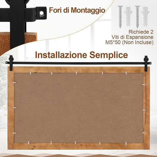 Specchio da Parete 100 x 66 cm, Specchio Rettangolare con Cornice in Legno Massiccio e Staffa in Metallo, Decorazione da Parete per Soggiorno Ingresso Bagno, Marrone (Marrone)